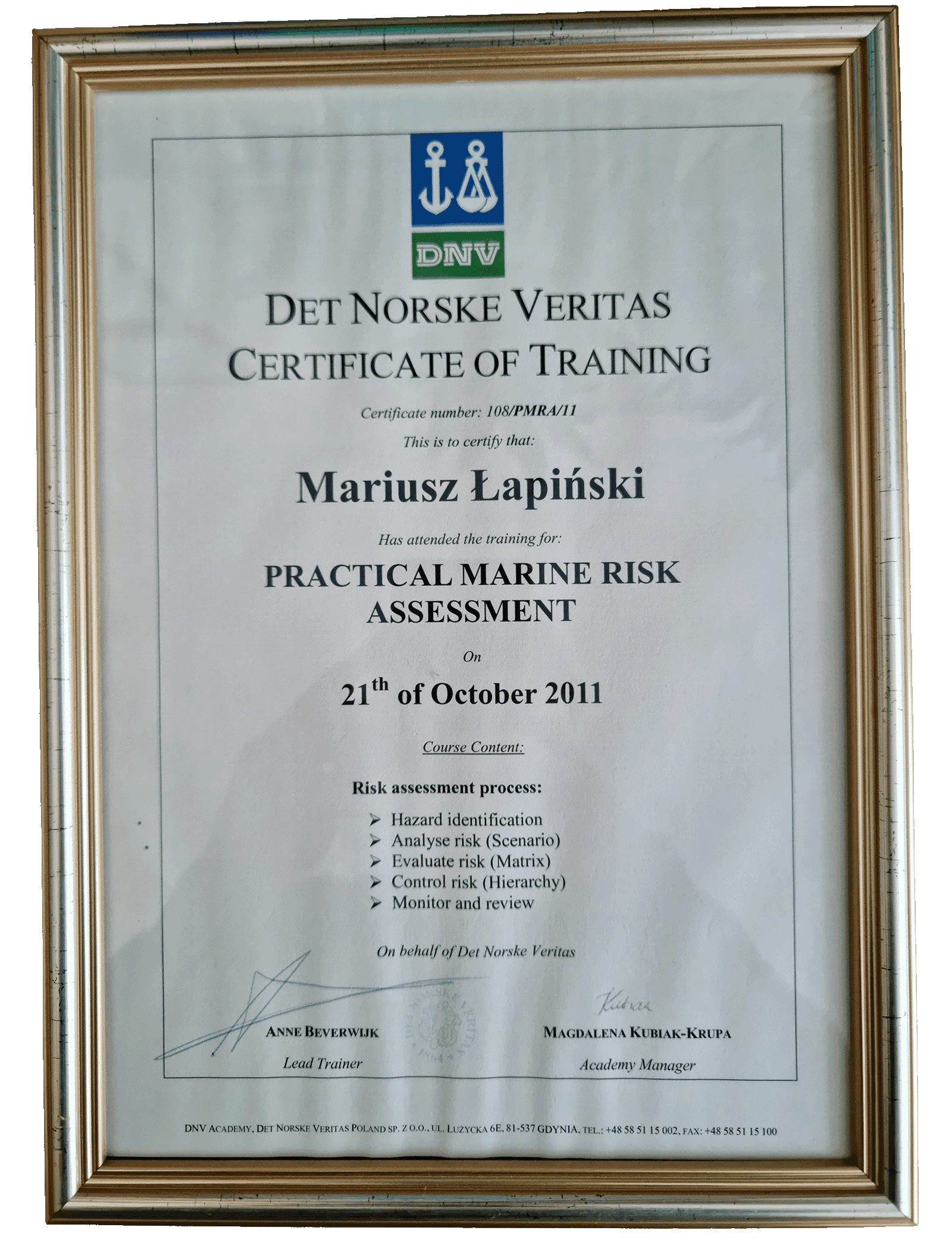 Practical Marine Risk Assessment - Det Norske Veritas (DNV)