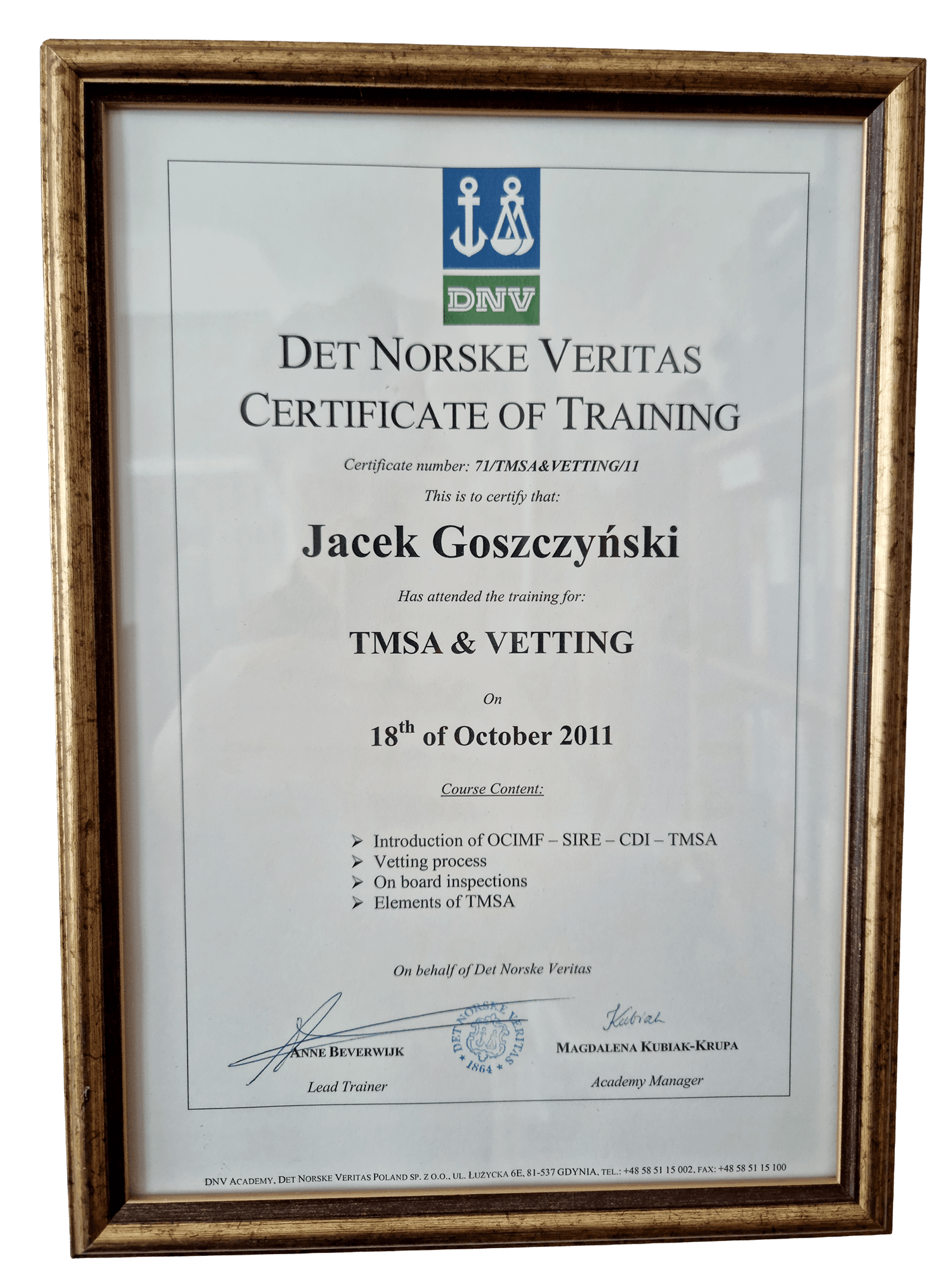 TMSA & Vetting - Det Norske Veritas (DNV)