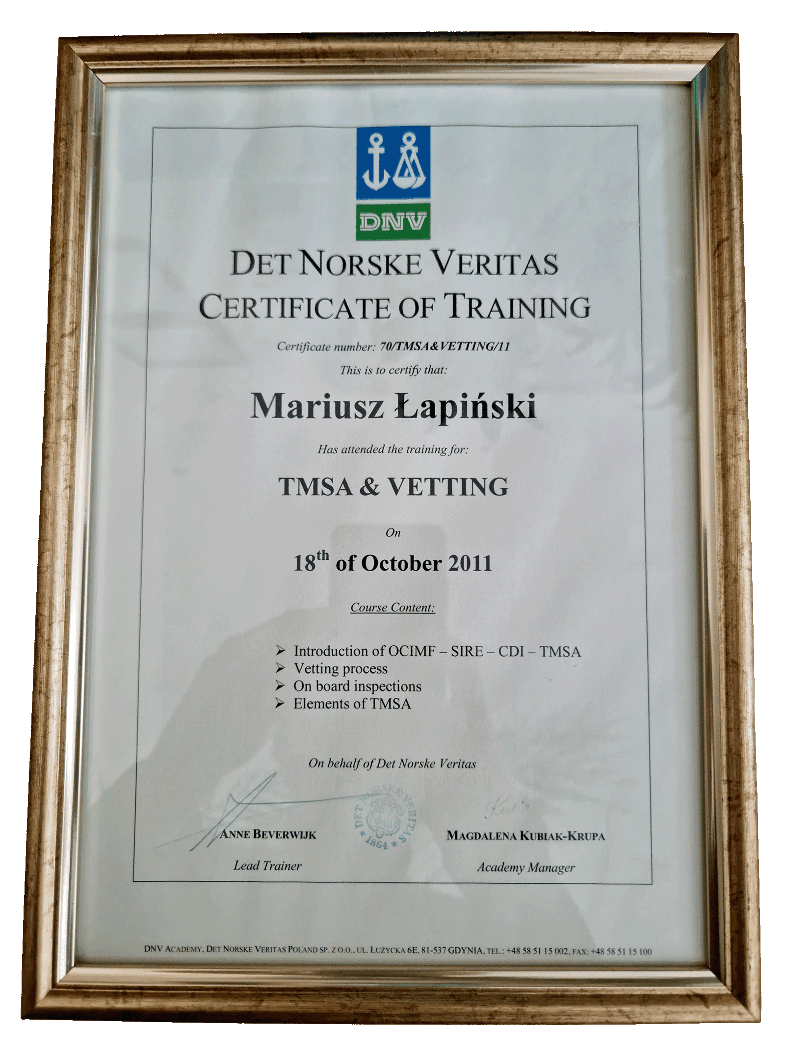 TMSA & Vetting - Det Norske Veritas (DNV)
