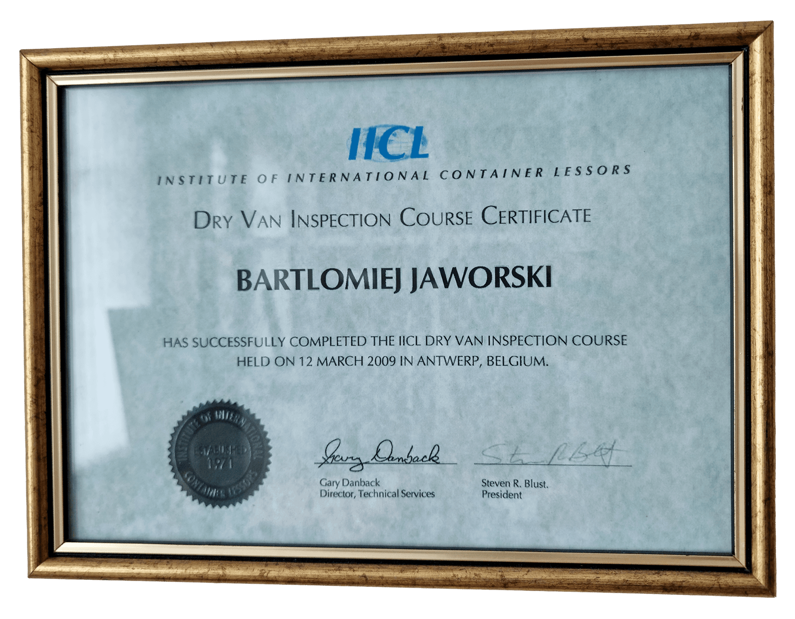 Dry Van Inspection Course Certificate - Institute of International Container Lessors (IICL)