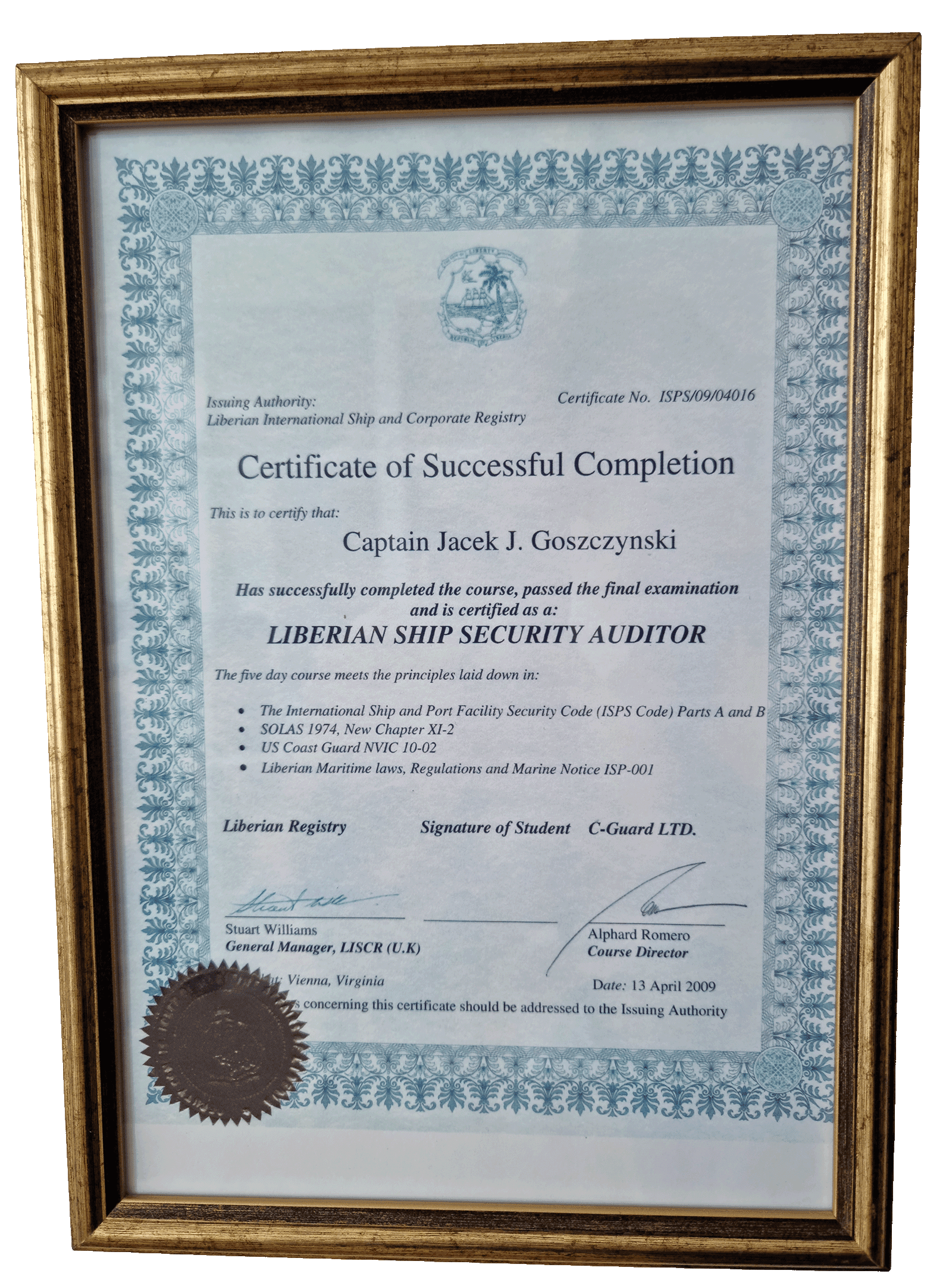 Liberian Ship Security Auditor - Liberian International Ship and Corporate Registry